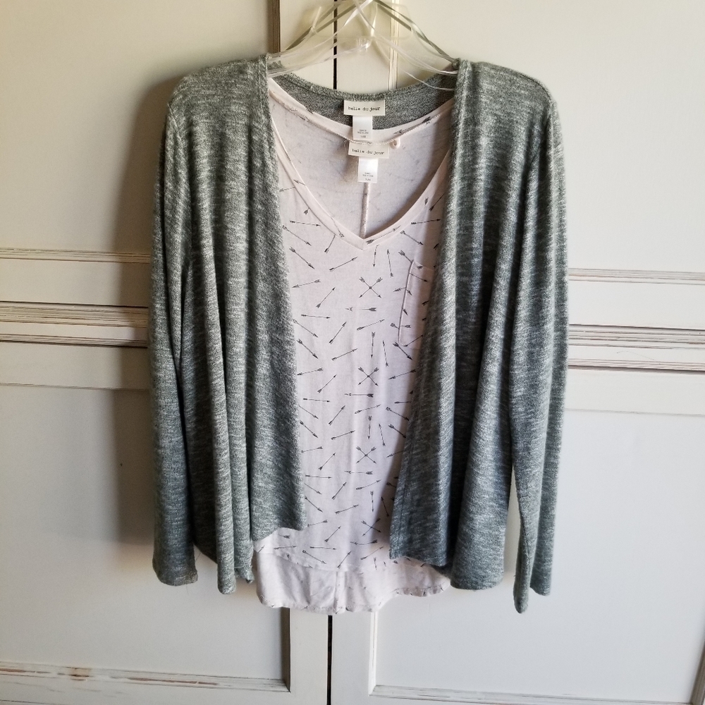 EUC- Belle Du Jour Top and Cardigan Set